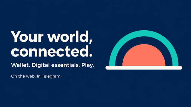 Your world, connected. Wallet. Digital essentials. Play. On the web. In Telegram. Limivo's Horizon mark.